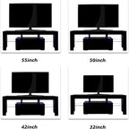 Meuble TV LED 51" avec porte basculante, étagère en verre et lumières changeantes pour téléviseurs 55"