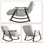 Fauteuil à bascule moderne en tissu avec dossier réglable et pochette de rangement