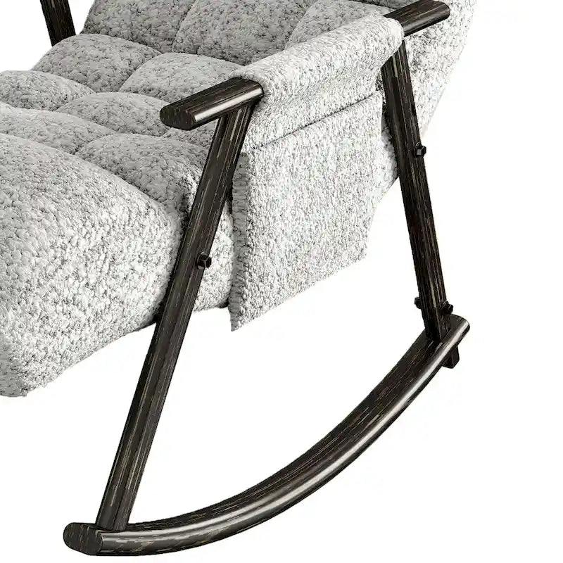 Fauteuil à bascule moderne en tissu avec dossier réglable et pochette de rangement