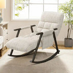 Fauteuil à bascule moderne en tissu avec dossier réglable et pochette de rangement