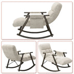 Fauteuil à bascule moderne en tissu avec dossier réglable et pochette de rangement