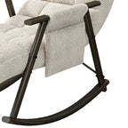 Fauteuil à bascule moderne en tissu avec dossier réglable et pochette de rangement