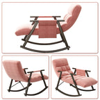 Fauteuil à bascule moderne en tissu avec dossier réglable et pochette de rangement