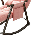 Fauteuil à bascule moderne en tissu avec dossier réglable et pochette de rangement