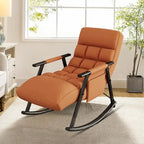Fauteuil à bascule moderne en tissu avec dossier réglable et pochette de rangement