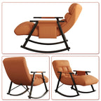 Fauteuil à bascule moderne en tissu avec dossier réglable et pochette de rangement