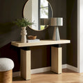 Console de 52 po rectangulaire en bois avec supports en métal noir mat