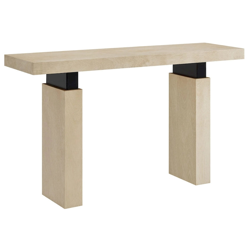 Console de 52 po rectangulaire en bois avec supports en métal noir mat