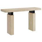 Console de 52 po rectangulaire en bois avec supports en métal noir mat
