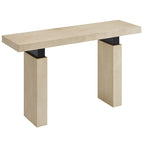 Console de 52 po rectangulaire en bois avec supports en métal noir mat