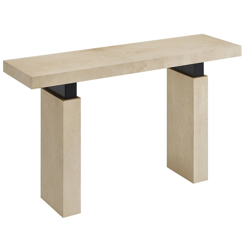 Console de 52 po rectangulaire en bois avec supports en métal noir mat