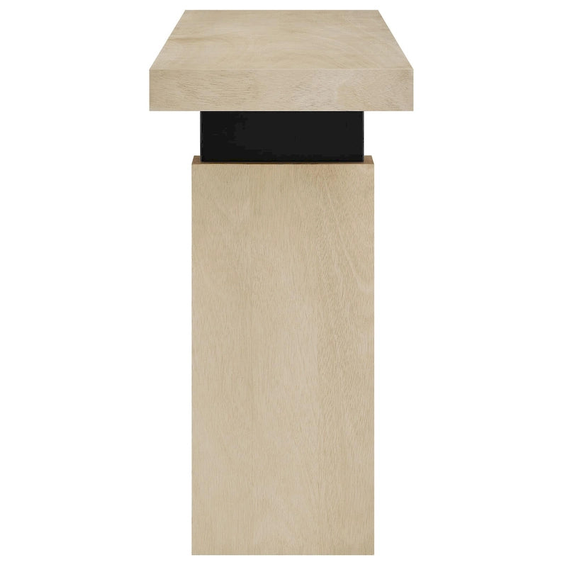 Console de 52 po rectangulaire en bois avec supports en métal noir mat