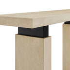 Console de 52 po rectangulaire en bois avec supports en métal noir mat