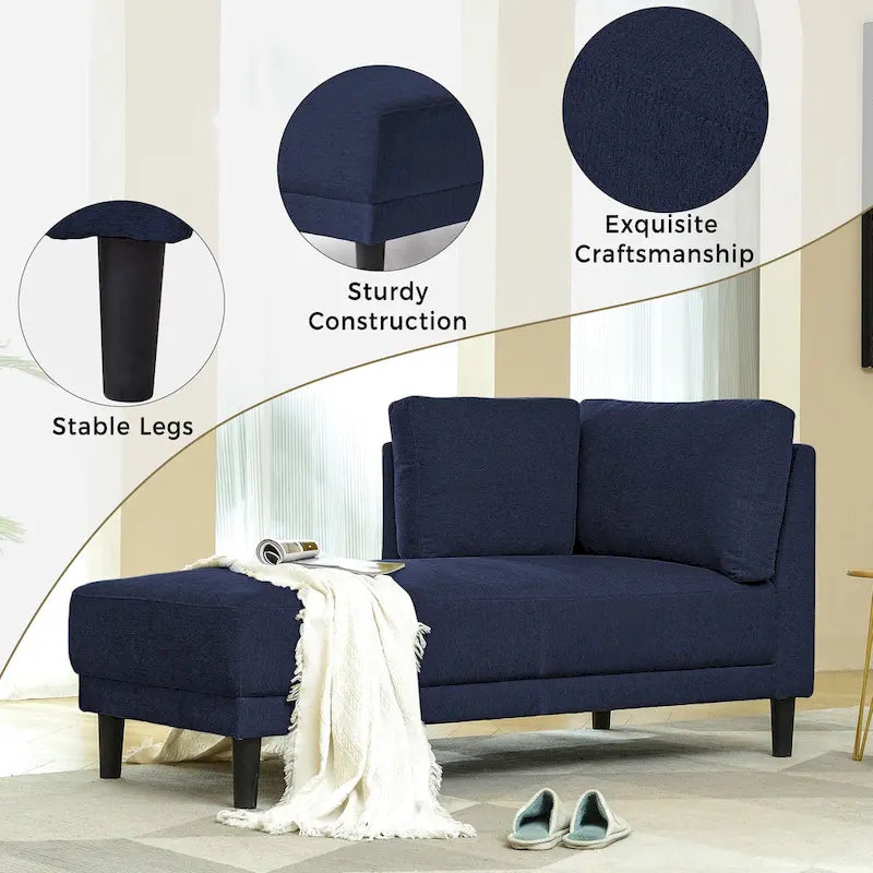 Chauffeuse d'angle en lin moderne de 65 po avec coussins amovibles et fonction de couchage
