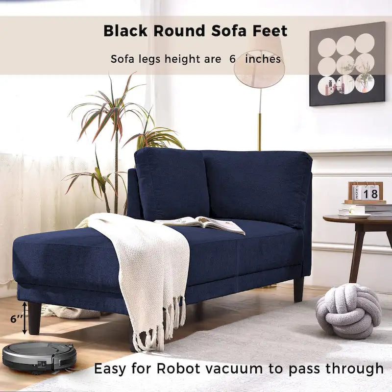Chauffeuse d'angle en lin moderne de 65 po avec coussins amovibles et fonction de couchage
