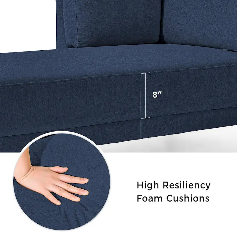 Chauffeuse d'angle en lin moderne de 65 po avec coussins amovibles et fonction de couchage