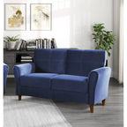 Causeuse capitonnée en velours marron avec cadre en bois massif - 57"L