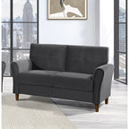 Causeuse capitonnée en velours marron avec cadre en bois massif - 57"L