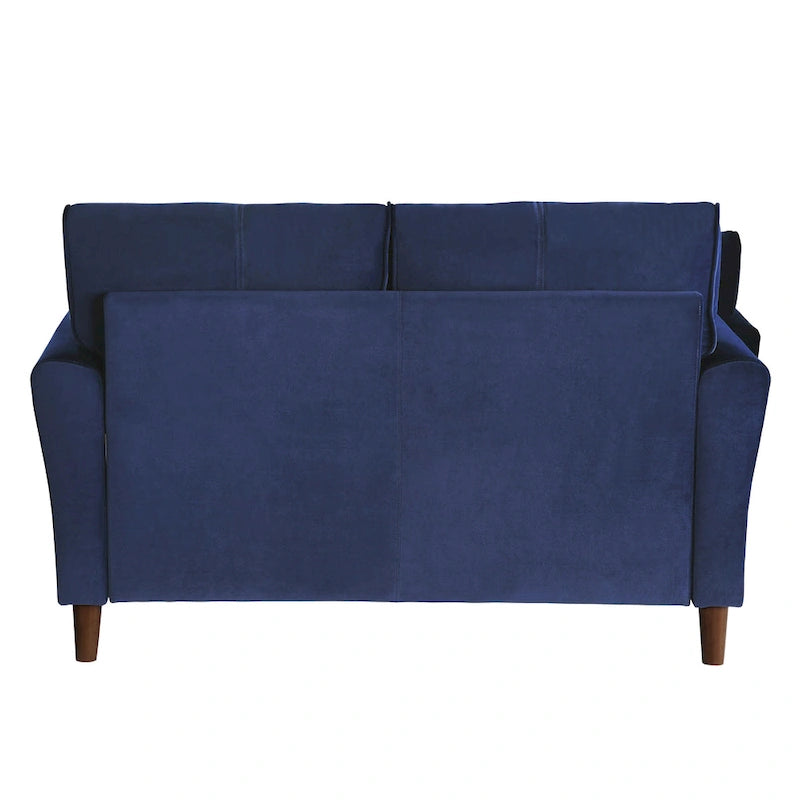Causeuse capitonnée en velours marron avec cadre en bois massif - 57"L