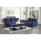 Causeuse capitonnée en velours marron avec cadre en bois massif - 57"L