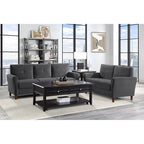 Causeuse capitonnée en velours marron avec cadre en bois massif - 57"L