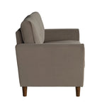 Causeuse capitonnée en velours marron avec cadre en bois massif - 57"L