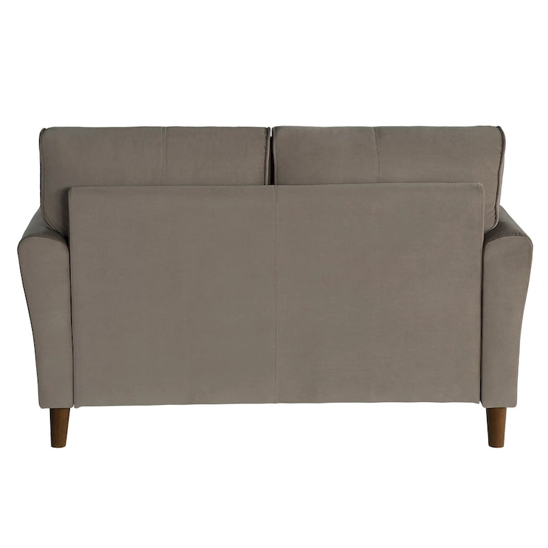 Causeuse capitonnée en velours marron avec cadre en bois massif - 57"L