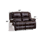 Causeuse inclinable en similicuir marron avec ressorts ensachés