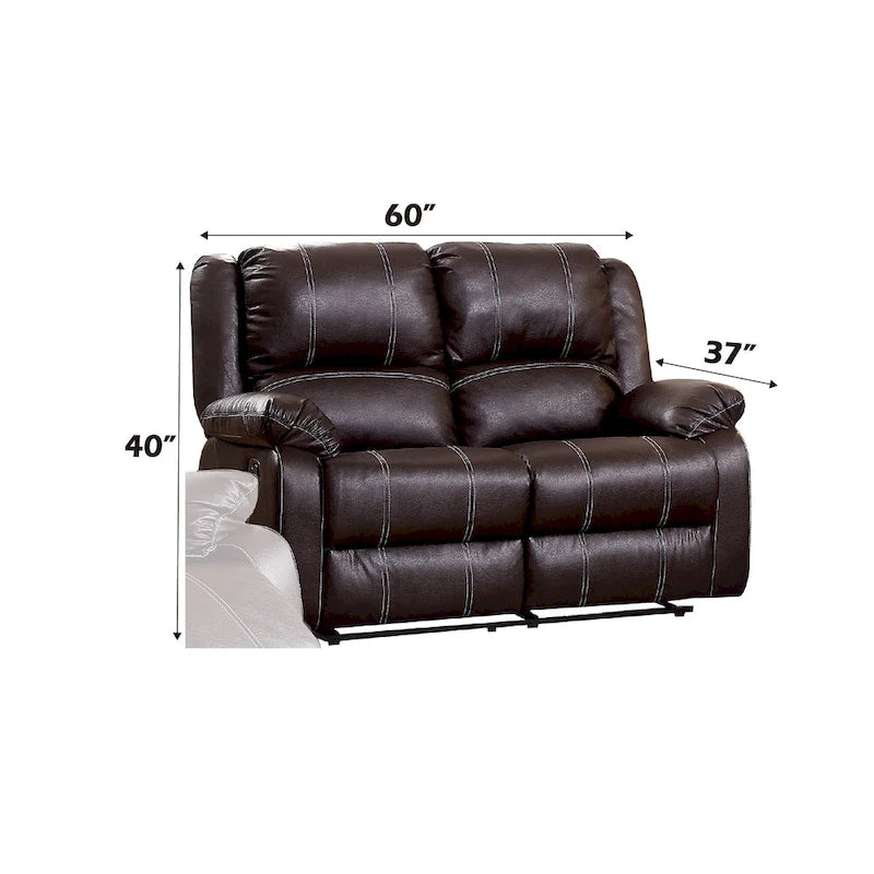 Causeuse inclinable en similicuir marron avec ressorts ensachés
