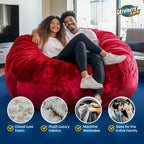 Pouf géant 6 pieds - fauteuil relaxant confortable d'intérieur, suédine bleue