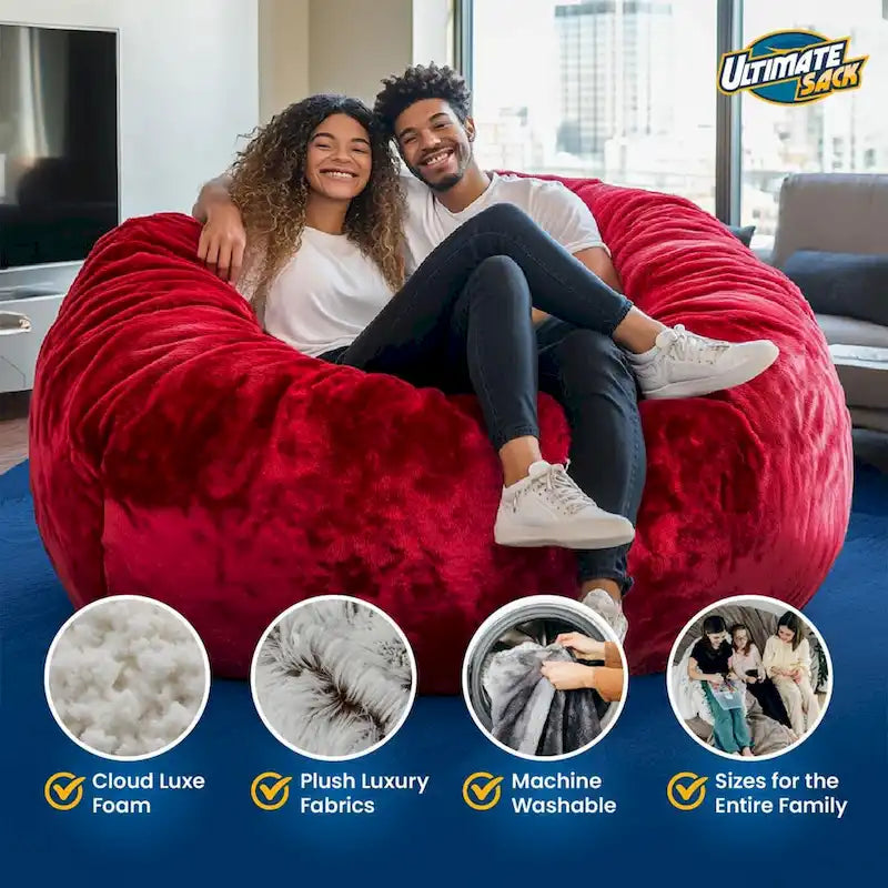 Pouf géant 6 pieds - fauteuil relaxant confortable d'intérieur, suédine bleue