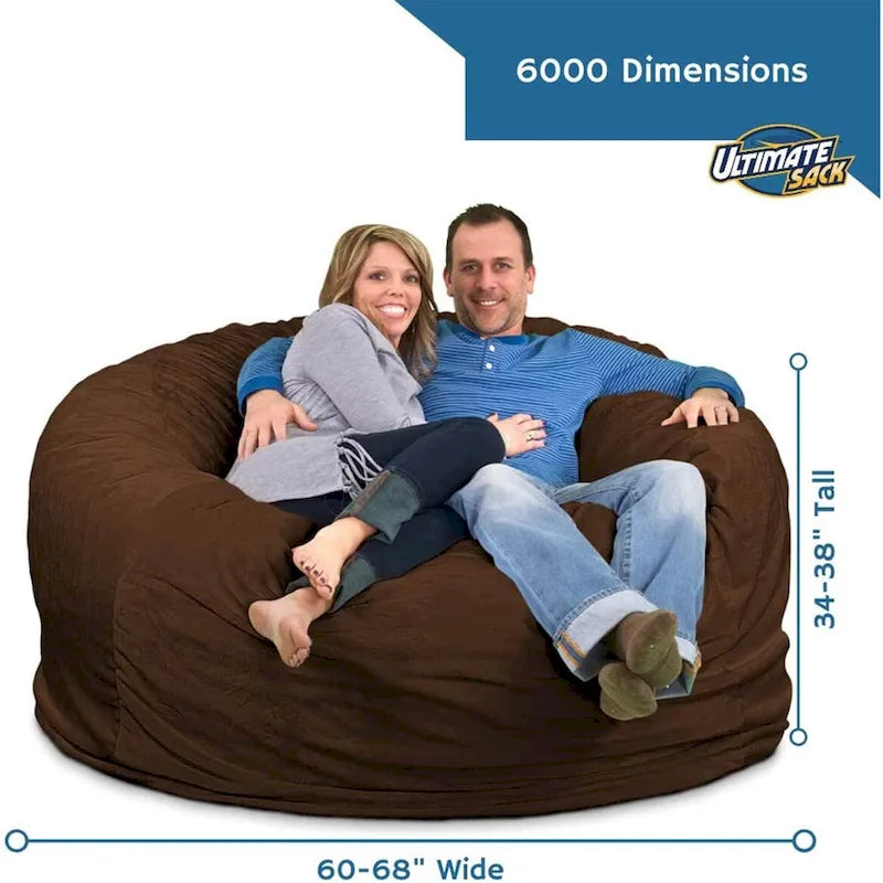 Pouf géant 6 pieds - fauteuil relaxant confortable d'intérieur, suédine bleue
