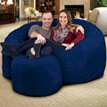 Pouf géant 6 pieds - fauteuil relaxant confortable d'intérieur, suédine bleue