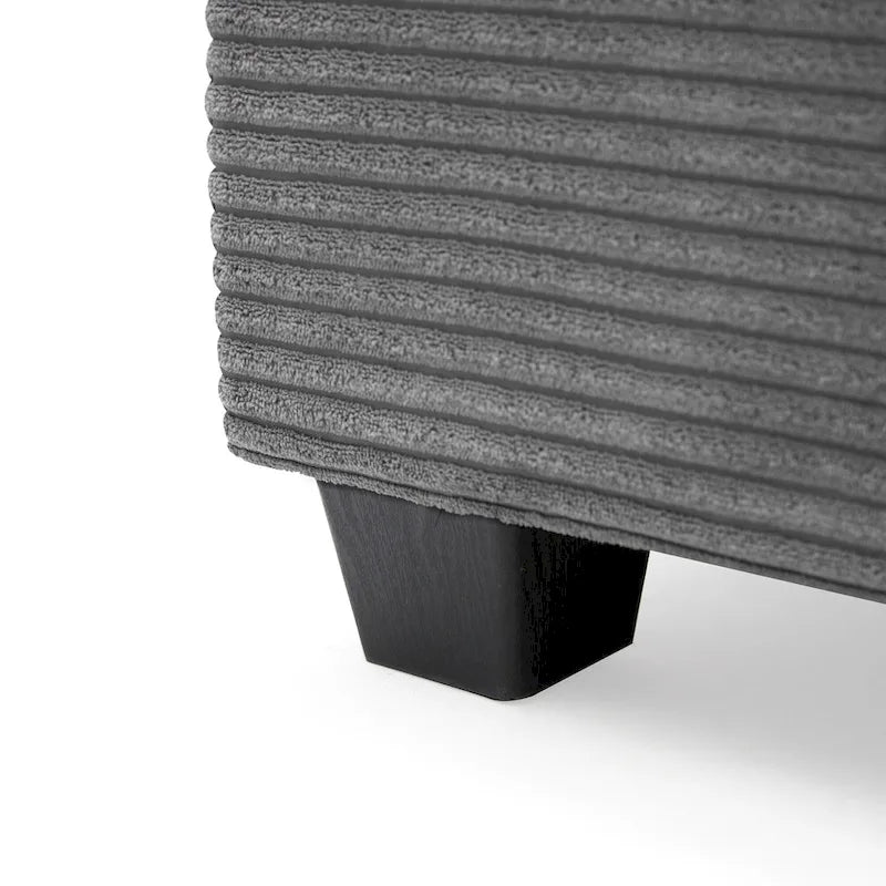 Canapé d'angle en velours côtelé de 340 cm avec port de chargement USB et méridienne de 127 cm - Capacité de 150 kg