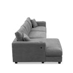Canapé d'angle en velours côtelé de 340 cm avec port de chargement USB et méridienne de 127 cm - Capacité de 150 kg