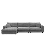 Canapé d'angle en velours côtelé de 340 cm avec port de chargement USB et méridienne de 127 cm - Capacité de 150 kg
