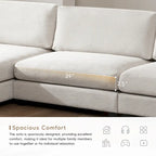 Canapé d'angle en velours côtelé de 340 cm avec port de chargement USB et méridienne de 127 cm - Capacité de 150 kg