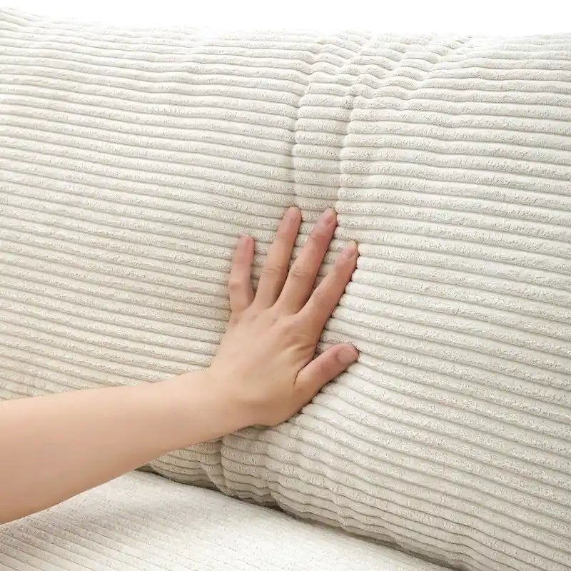 Canapé d'angle en velours côtelé de 340 cm avec port de chargement USB et méridienne de 127 cm - Capacité de 150 kg