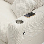 Canapé d'angle en velours côtelé de 340 cm avec port de chargement USB et méridienne de 127 cm - Capacité de 150 kg