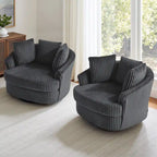 Fauteuil pivotant rond à accoudoirs encastrés et housse amovible en fausse fourrure