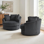 Fauteuil pivotant rond à accoudoirs encastrés et housse amovible en fausse fourrure