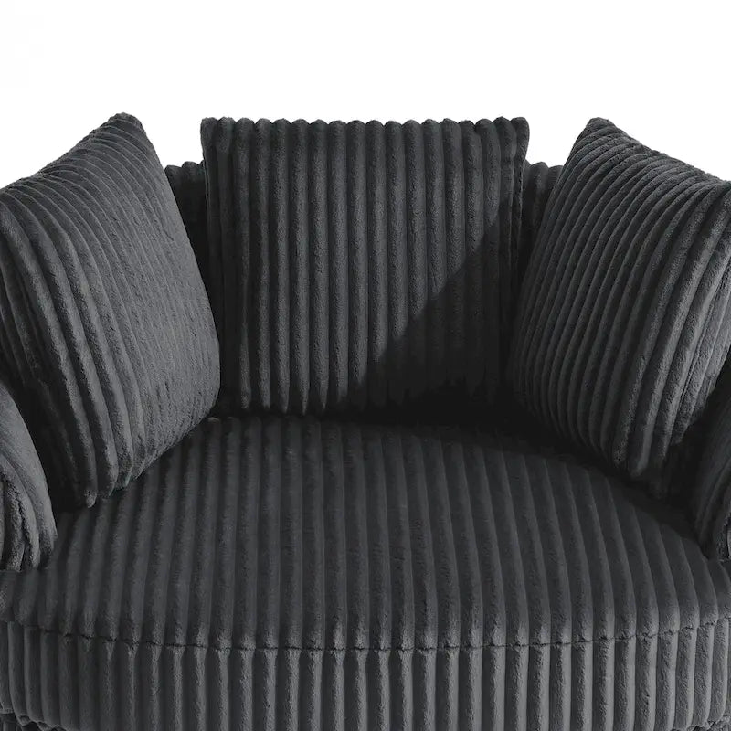 Fauteuil pivotant rond à accoudoirs encastrés et housse amovible en fausse fourrure