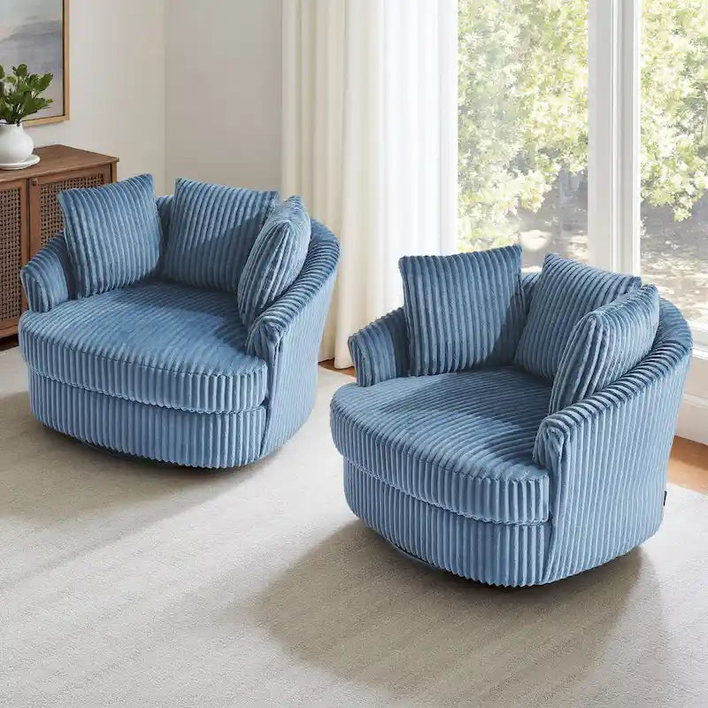 Fauteuil pivotant rond à accoudoirs encastrés et housse amovible en fausse fourrure