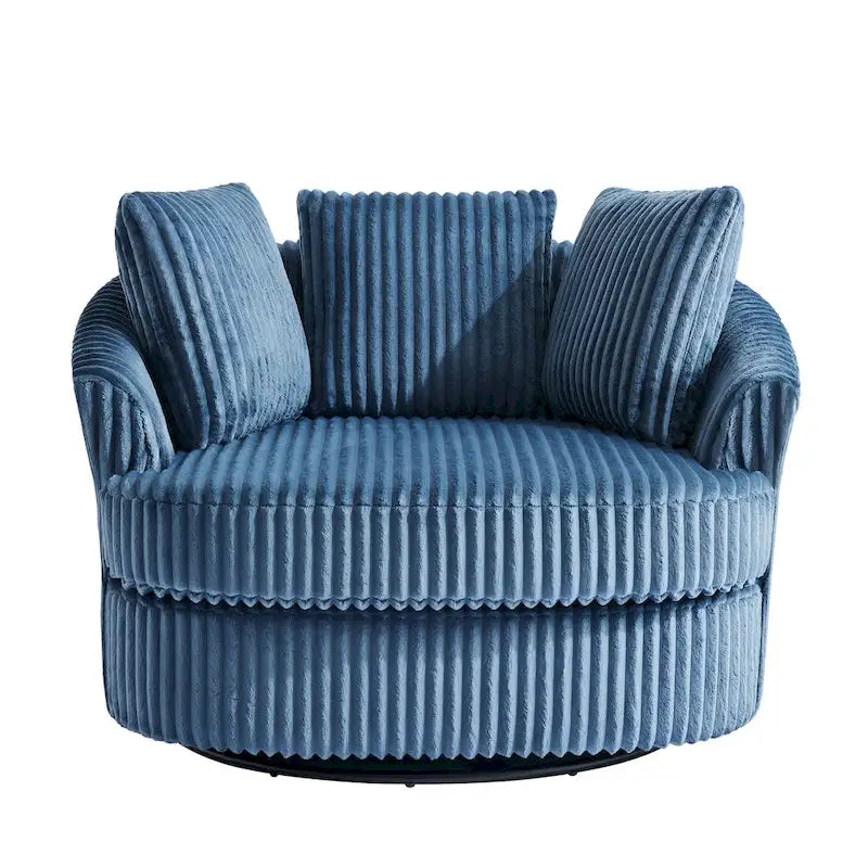 Fauteuil pivotant rond à accoudoirs encastrés et housse amovible en fausse fourrure