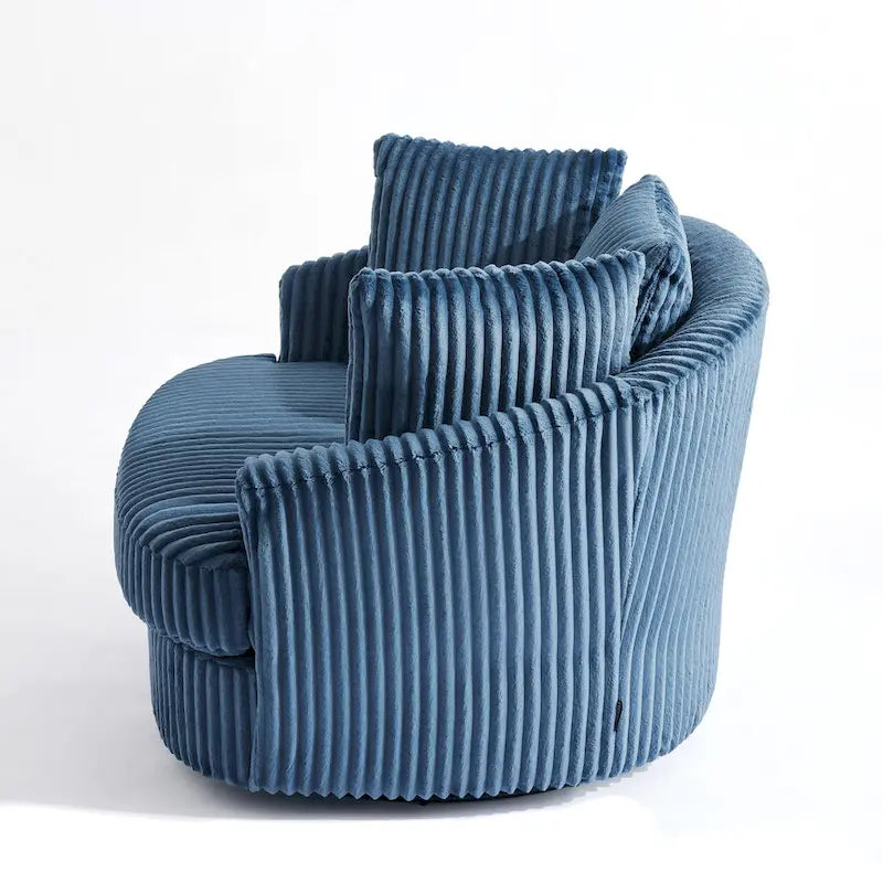 Fauteuil pivotant rond à accoudoirs encastrés et housse amovible en fausse fourrure