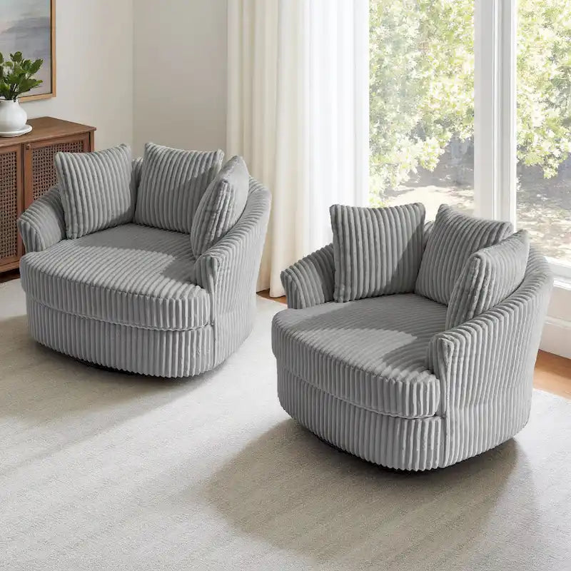 Fauteuil pivotant rond à accoudoirs encastrés et housse amovible en fausse fourrure