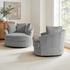 Fauteuil pivotant rond à accoudoirs encastrés et housse amovible en fausse fourrure