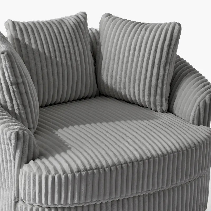 Fauteuil pivotant rond à accoudoirs encastrés et housse amovible en fausse fourrure
