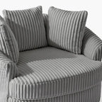 Fauteuil pivotant rond à accoudoirs encastrés et housse amovible en fausse fourrure