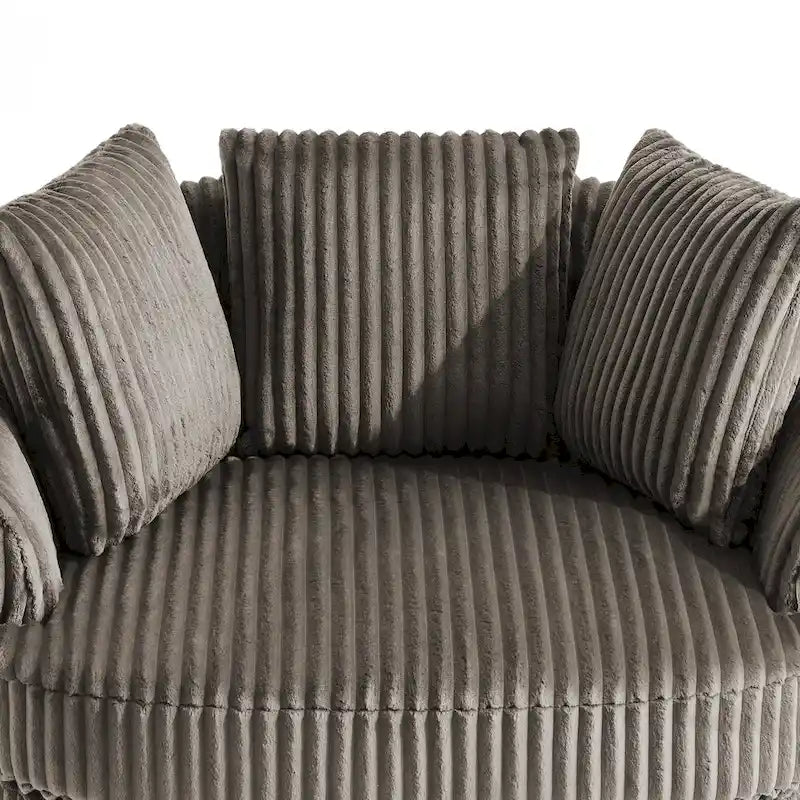 Fauteuil pivotant rond à accoudoirs encastrés et housse amovible en fausse fourrure